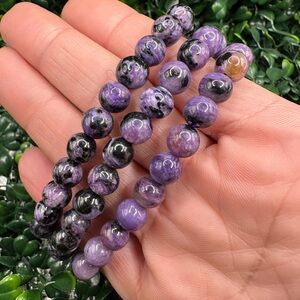 8mm Charoite Beaded Bracelet